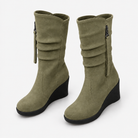 Suede-look Chelsea platform wedge boots for women