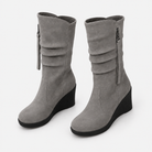 Suede-look Chelsea platform wedge boots for women