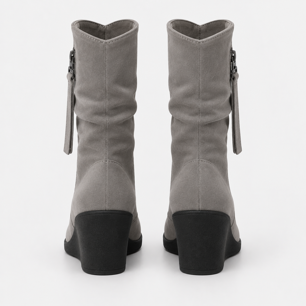 Suede-look Chelsea platform wedge boots for women