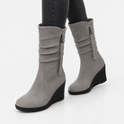 Suede-look Chelsea platform wedge boots for women