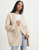 Oversized V-neck button knit cardigan for women
