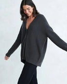 Oversized V-neck button knit cardigan for women