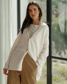 Oversized V-neck button knit cardigan for women