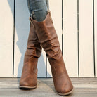 Slouchy wide calf western cowboy boots for women