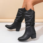 Slouchy wide calf western cowboy boots for women