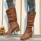Slouchy wide calf western cowboy boots for women