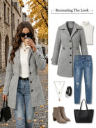 Single-breasted herringbone belted coat for women
