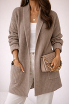 Shawl collar oversized ribbed cardigan for women