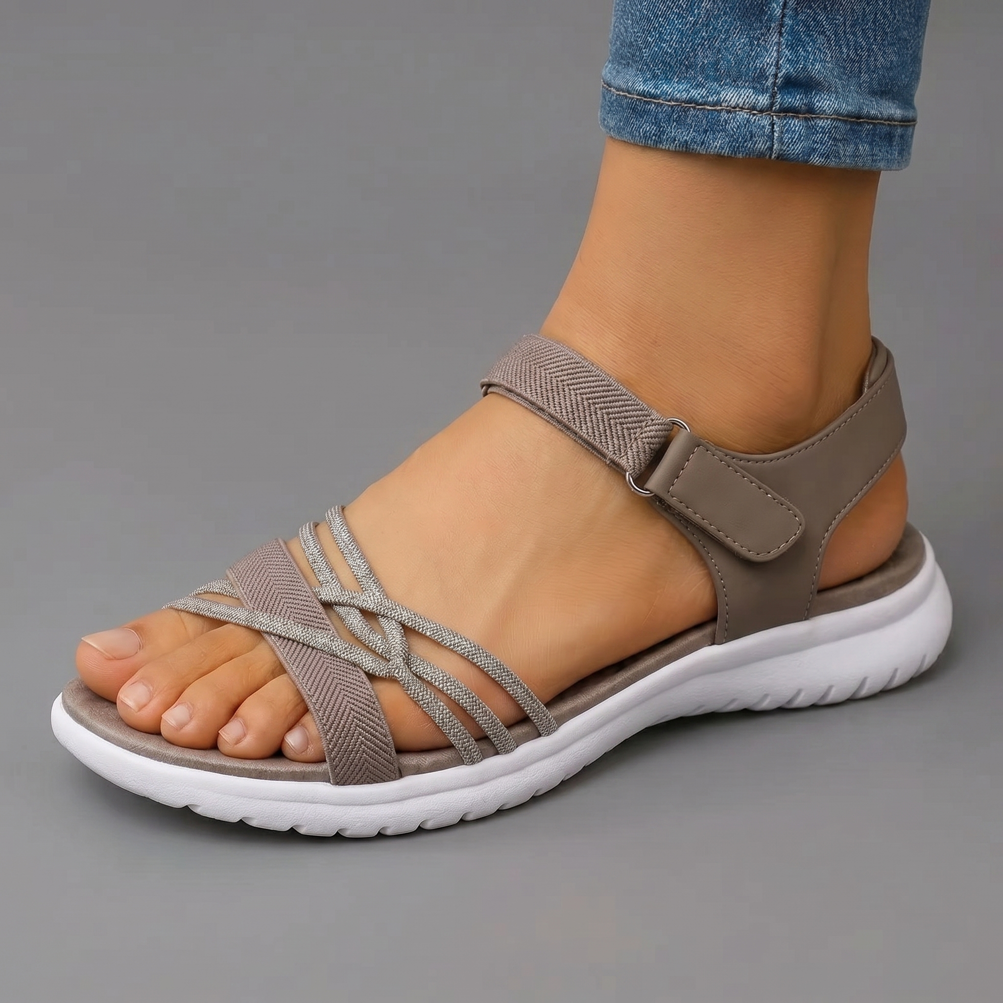 Sandalias Mujer Plantilla Ergonómica Suela Blanda Correas Ajustables Livianas Uso Diario Tres Colores
