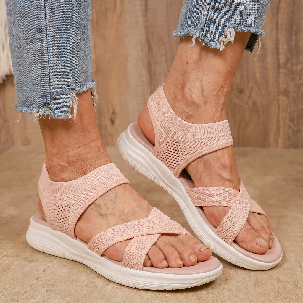 Sandalias Mujer Punta Ancha Slip On sin Cordones Suela Flexible Livianas Caminar Casual Seis Colores