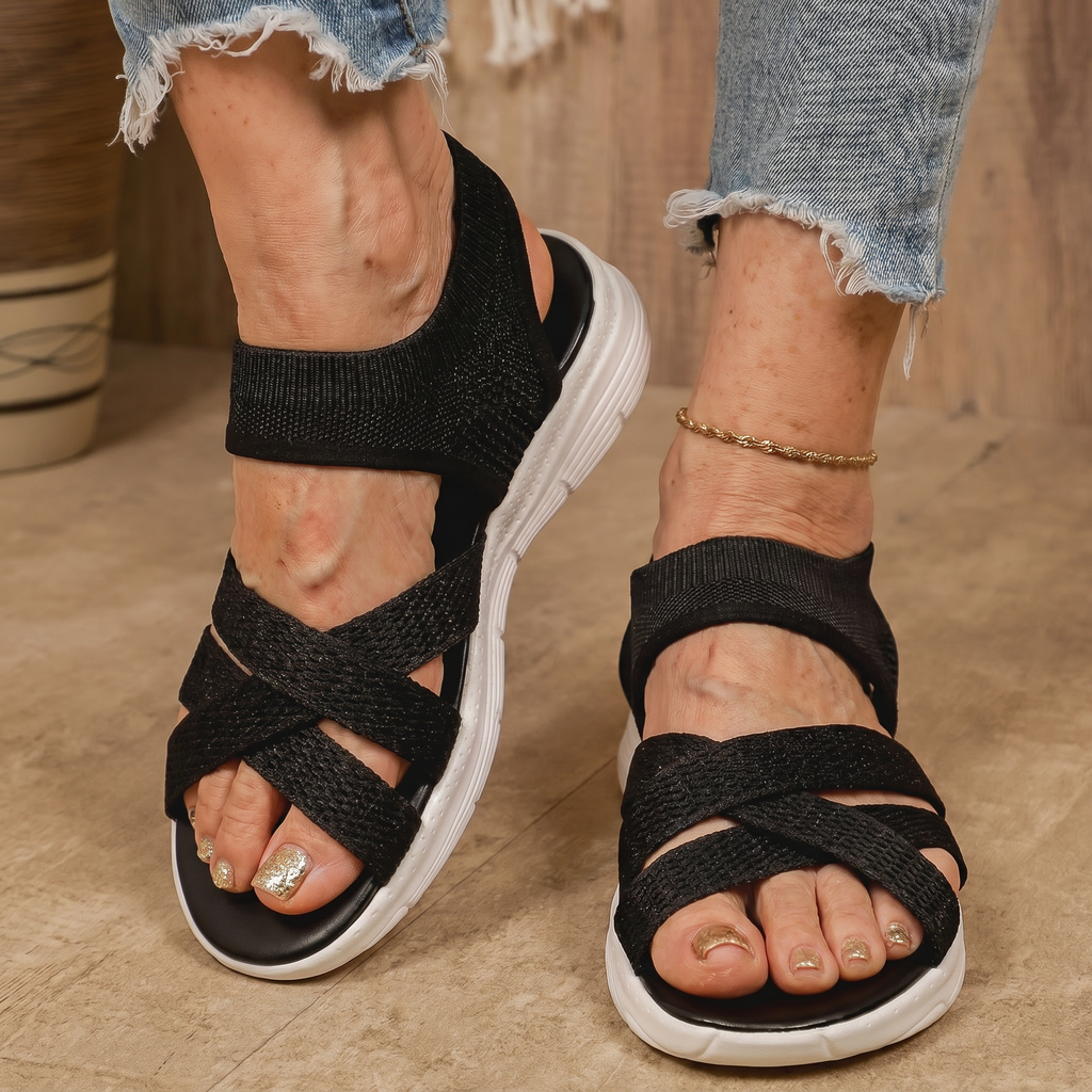 Sandalias Mujer Punta Ancha Slip On sin Cordones Suela Flexible Livianas Caminar Casual Seis Colores
