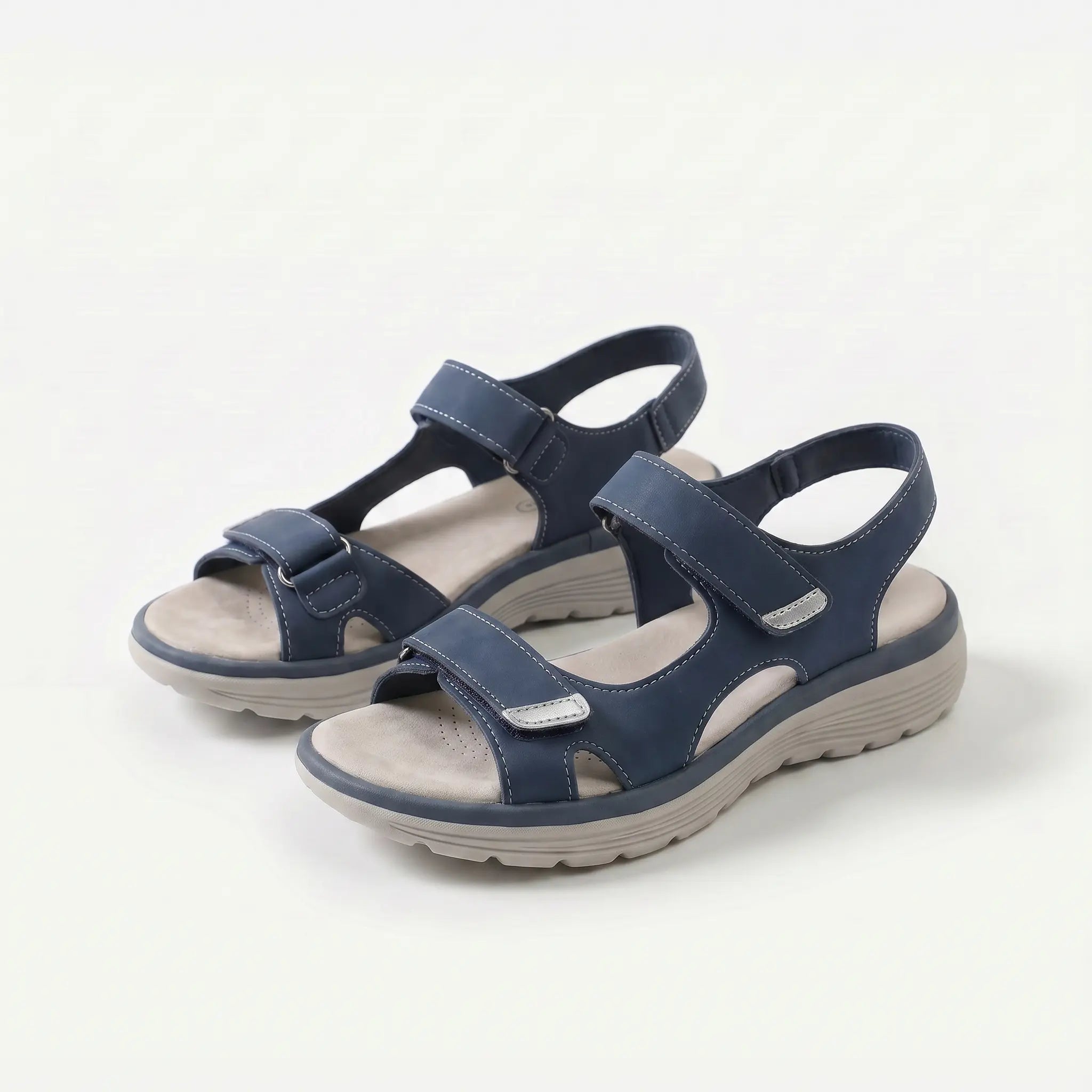 Sandalias Mujer Cierre Velcro Ajustable Punta Ancha Suela Antideslizante Livianas Caminar Cinco Colores