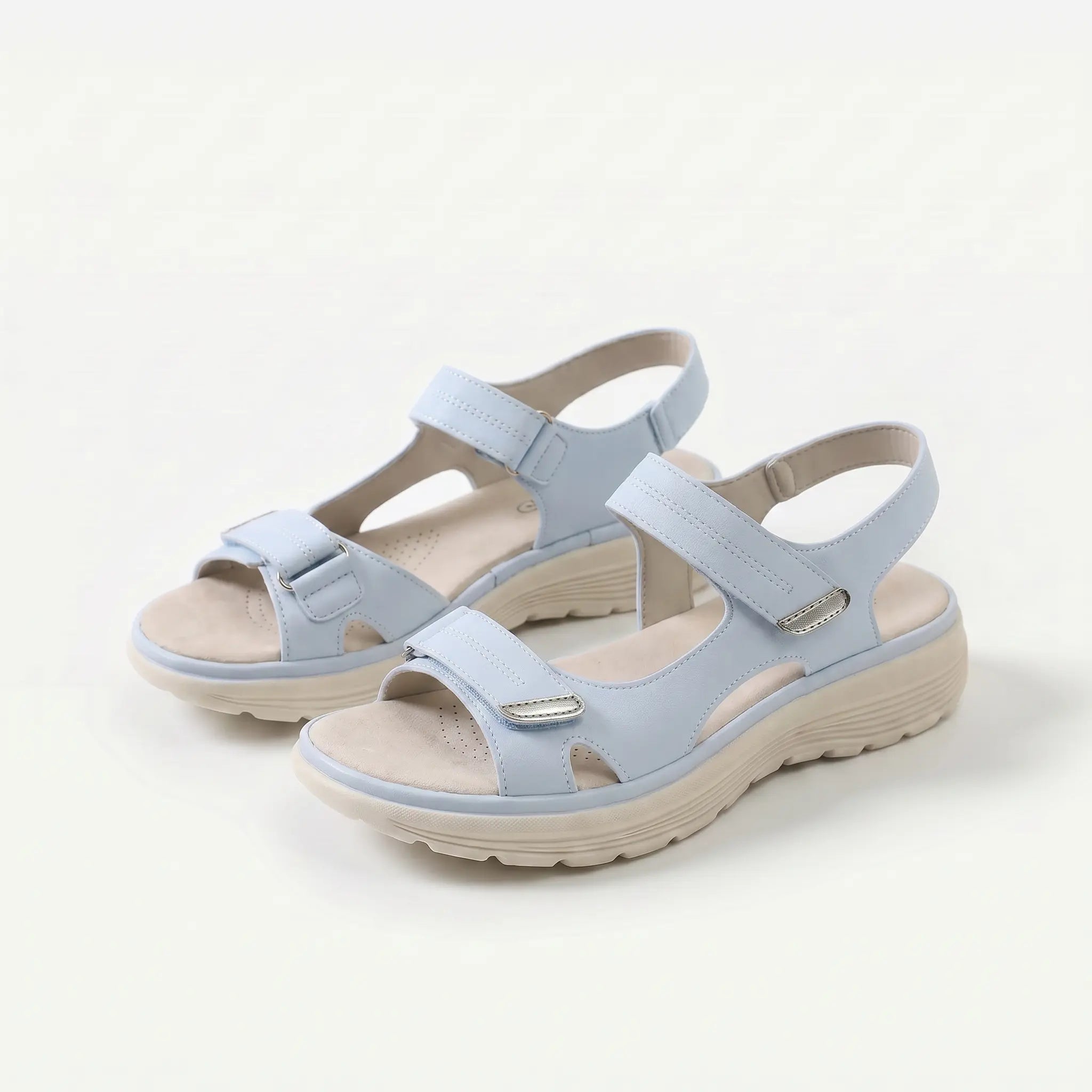 Sandalias Mujer Cierre Velcro Ajustable Punta Ancha Suela Antideslizante Livianas Caminar Cinco Colores