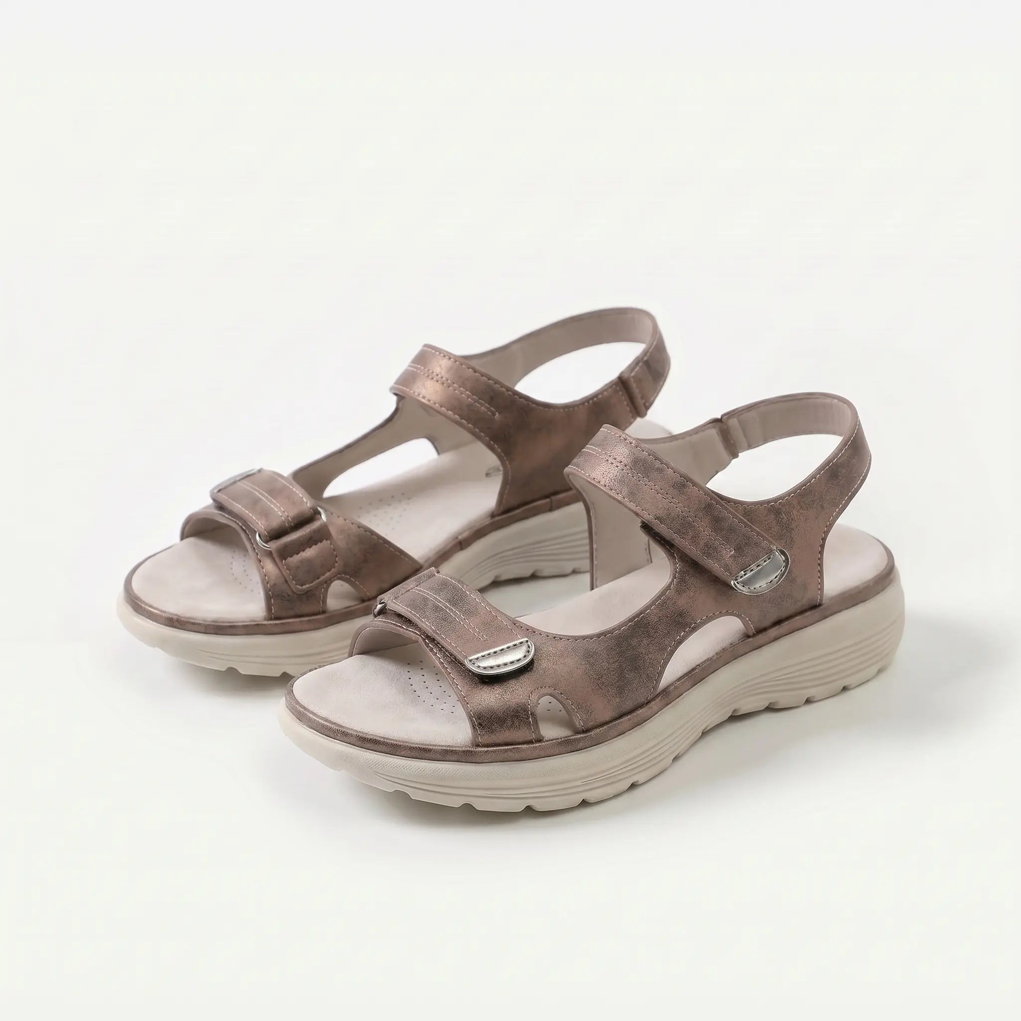 Sandalias Mujer Cierre Velcro Ajustable Punta Ancha Suela Antideslizante Livianas Caminar Cinco Colores