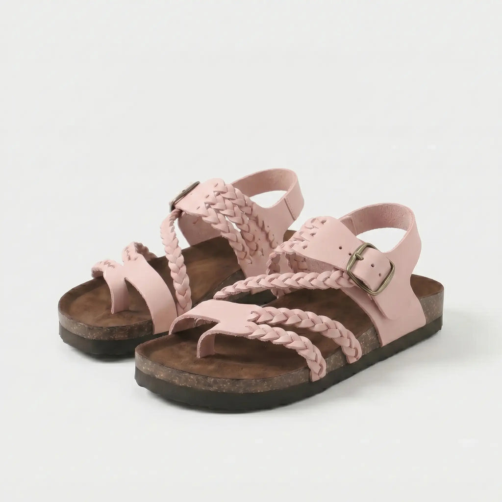 Sandalias Mujer Tiras Trenzadas Hebilla Ajustable Separador de Dedos Plantilla Anatómica Nueve Colores