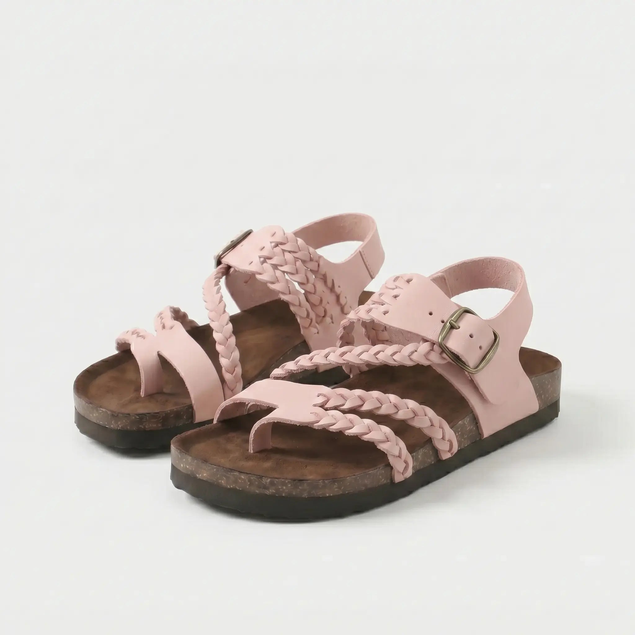 Sandalias Mujer Tiras Trenzadas Hebilla Ajustable Separador de Dedos Plantilla Anatómica Nueve Colores