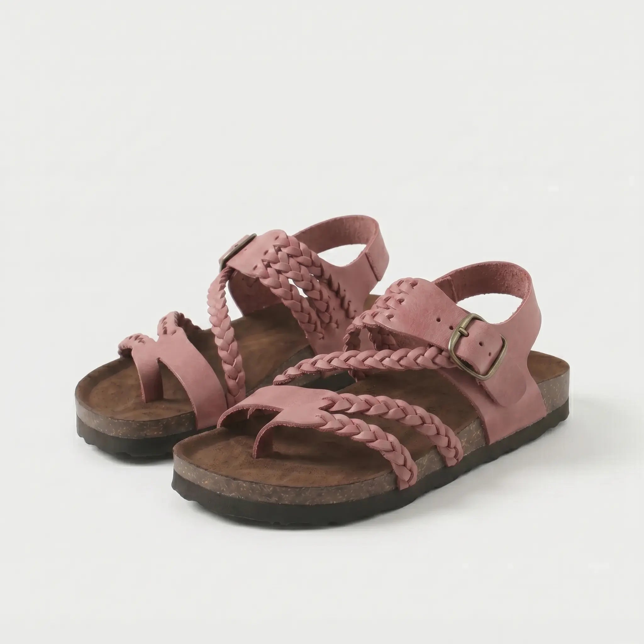 Sandalias Mujer Tiras Trenzadas Hebilla Ajustable Separador de Dedos Plantilla Anatómica Nueve Colores