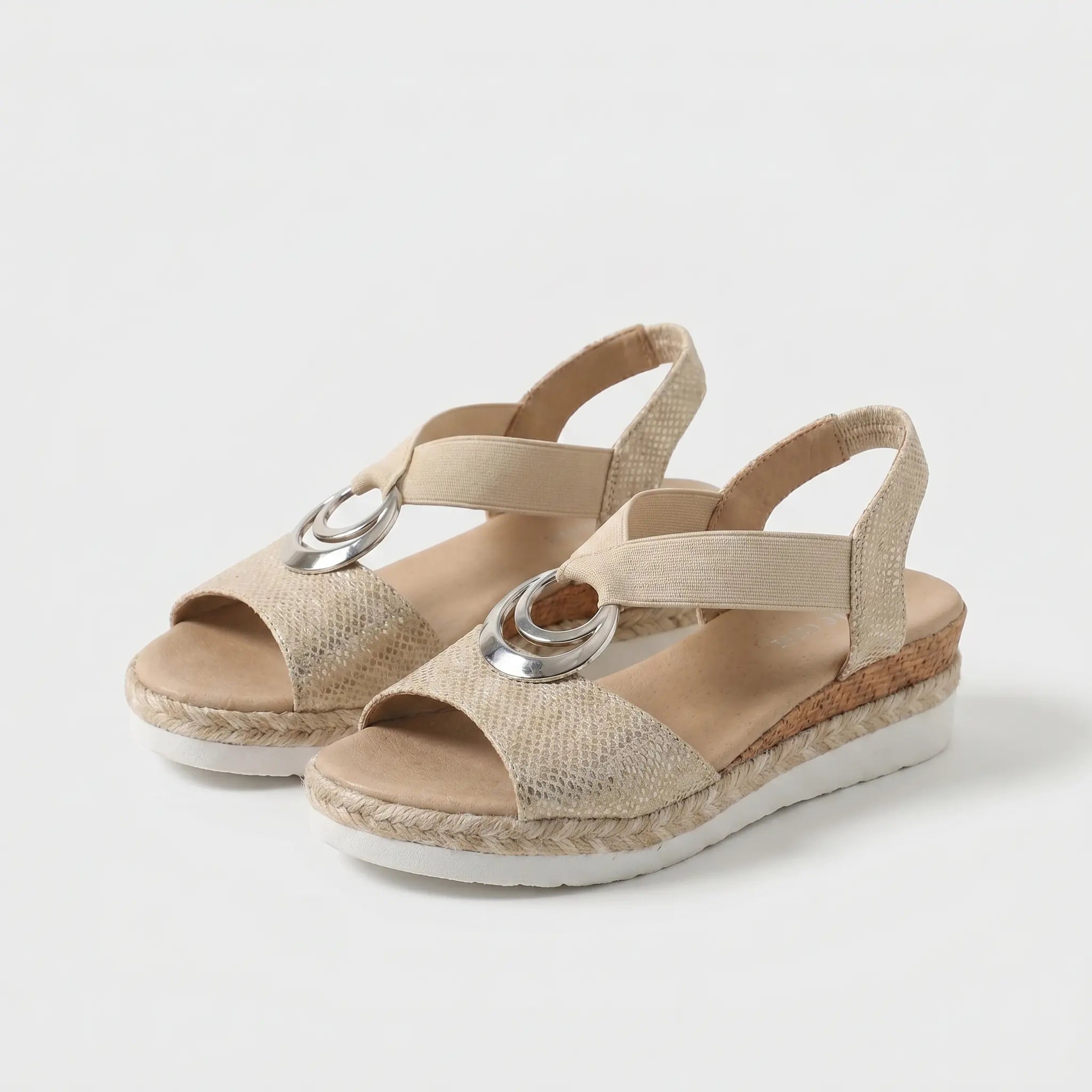 Sandalias Mujer Cuña de Corcho Correa Elástica Suela Antideslizante Transpirables Verano Ocho Colores