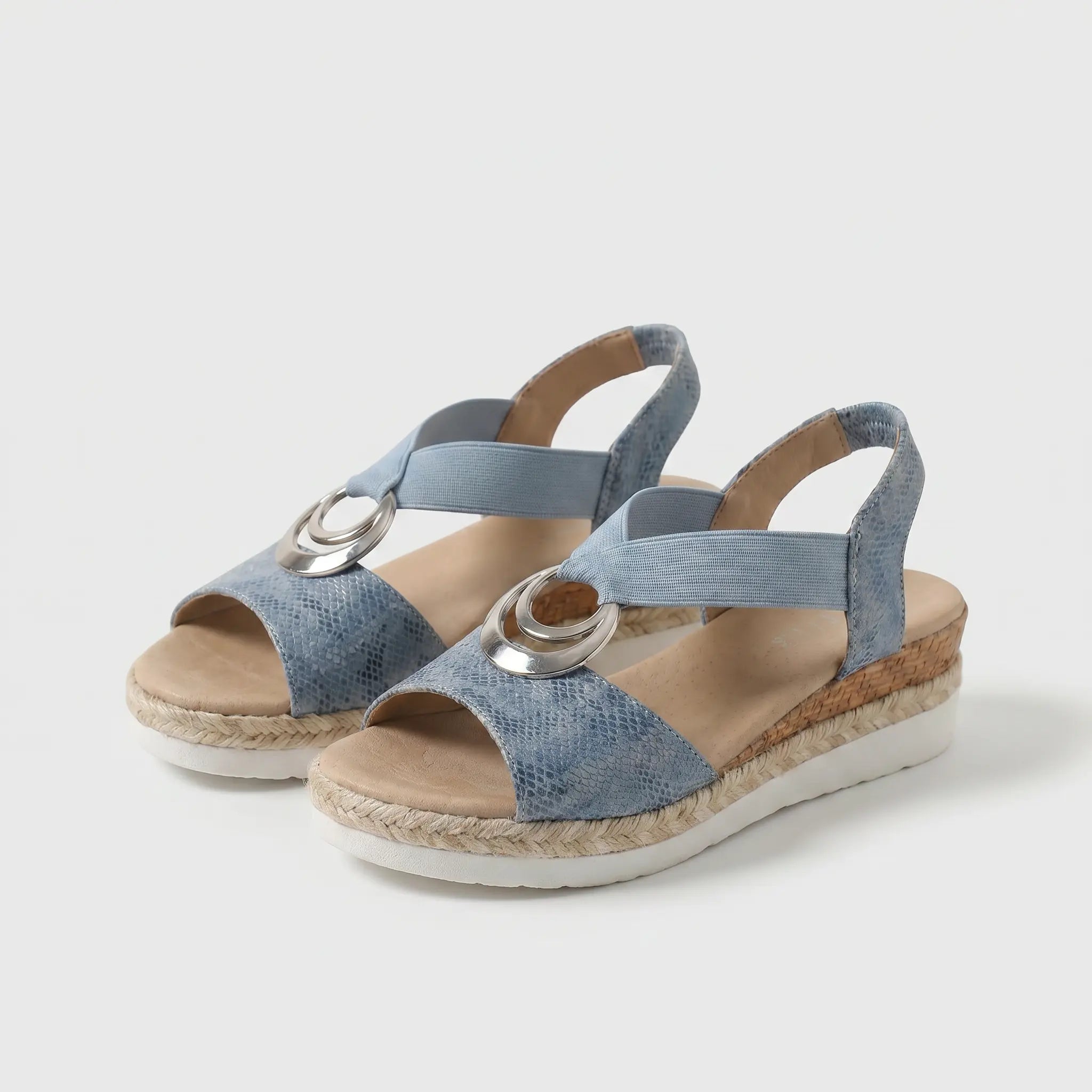 Sandalias Mujer Cuña de Corcho Correa Elástica Suela Antideslizante Transpirables Verano Ocho Colores