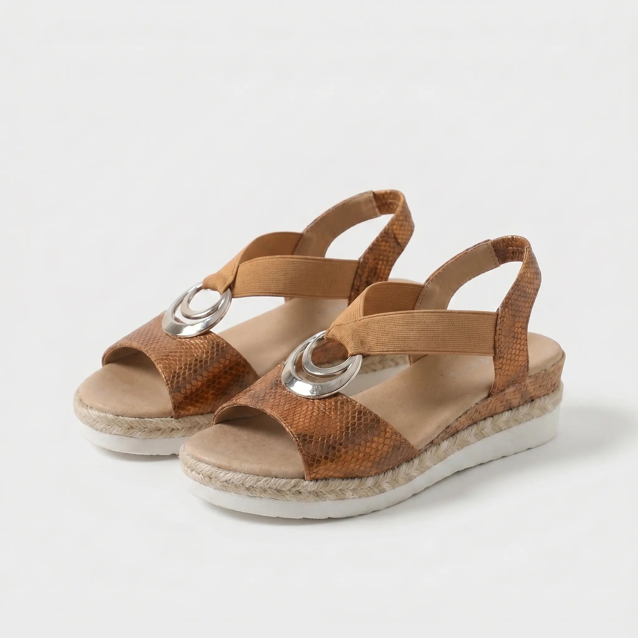 Sandalias Mujer Cuña de Corcho Correa Elástica Suela Antideslizante Transpirables Verano Ocho Colores