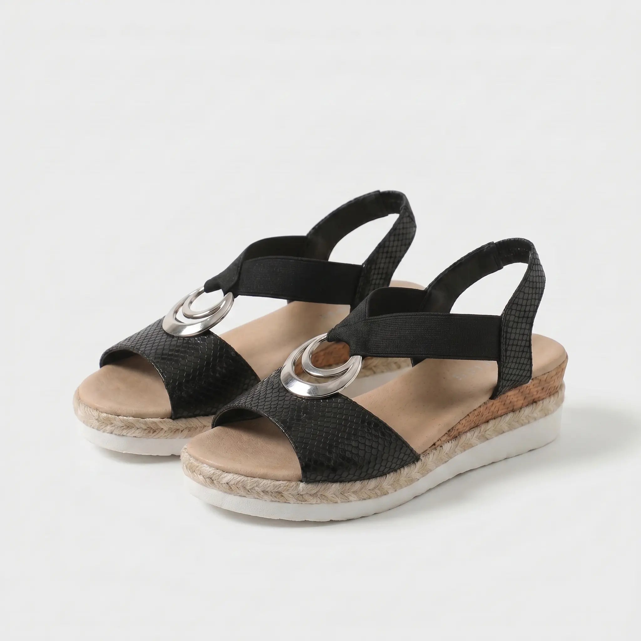 Sandalias Mujer Cuña de Corcho Correa Elástica Suela Antideslizante Transpirables Verano Ocho Colores