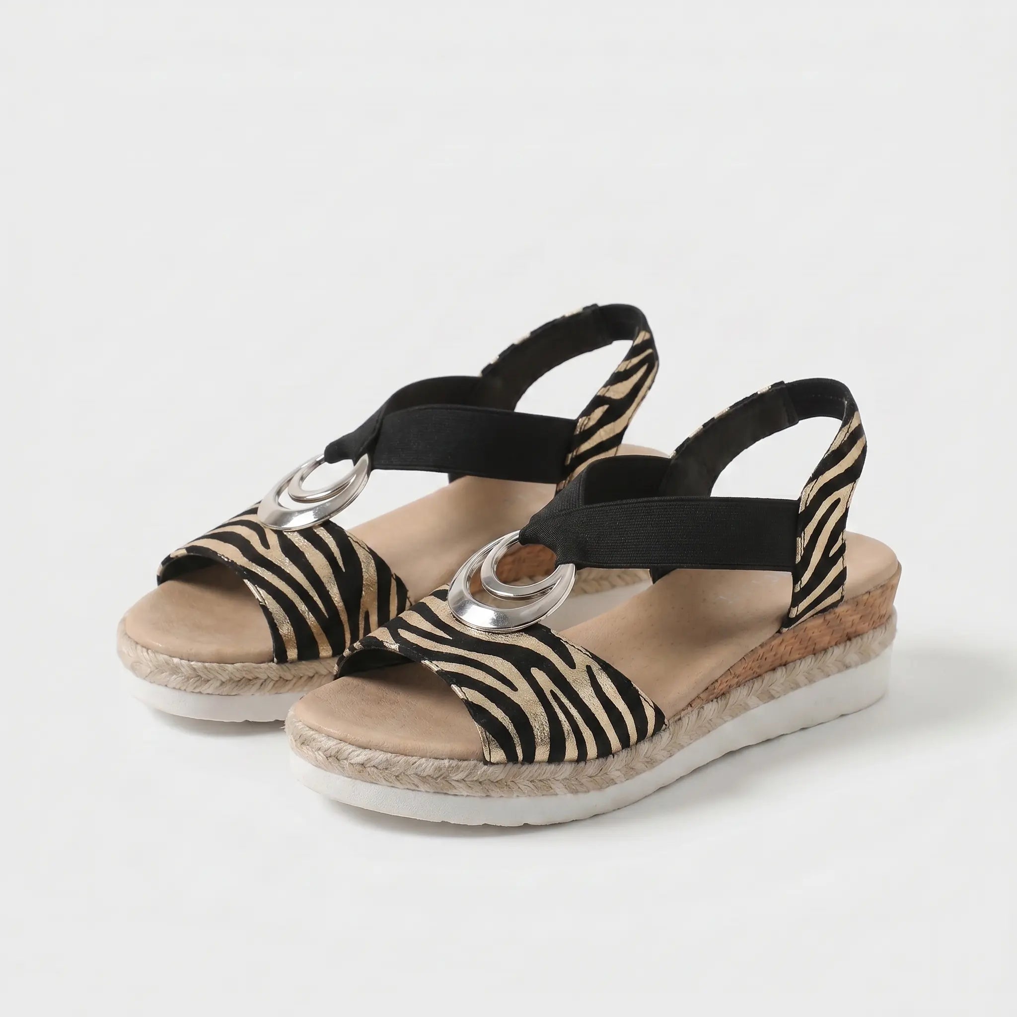 Sandalias Mujer Cuña de Corcho Correa Elástica Suela Antideslizante Transpirables Verano Ocho Colores