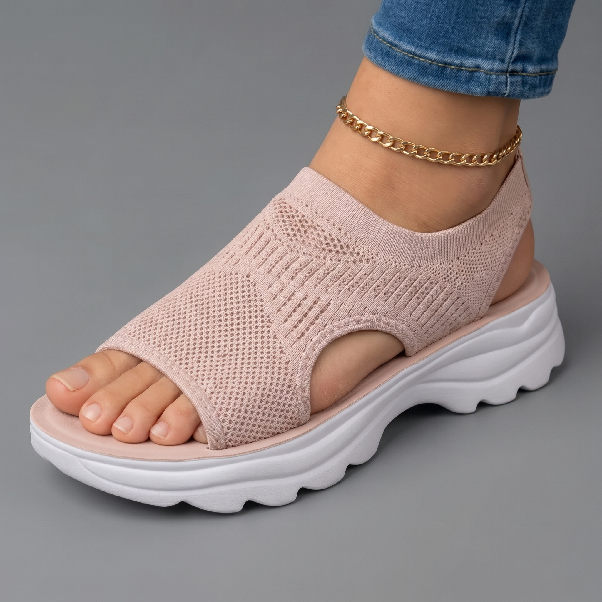 Sandalias Mujer Malla Transpirable Correa Ajustable Suela Antideslizante Plantilla Acolchada Seis Colores