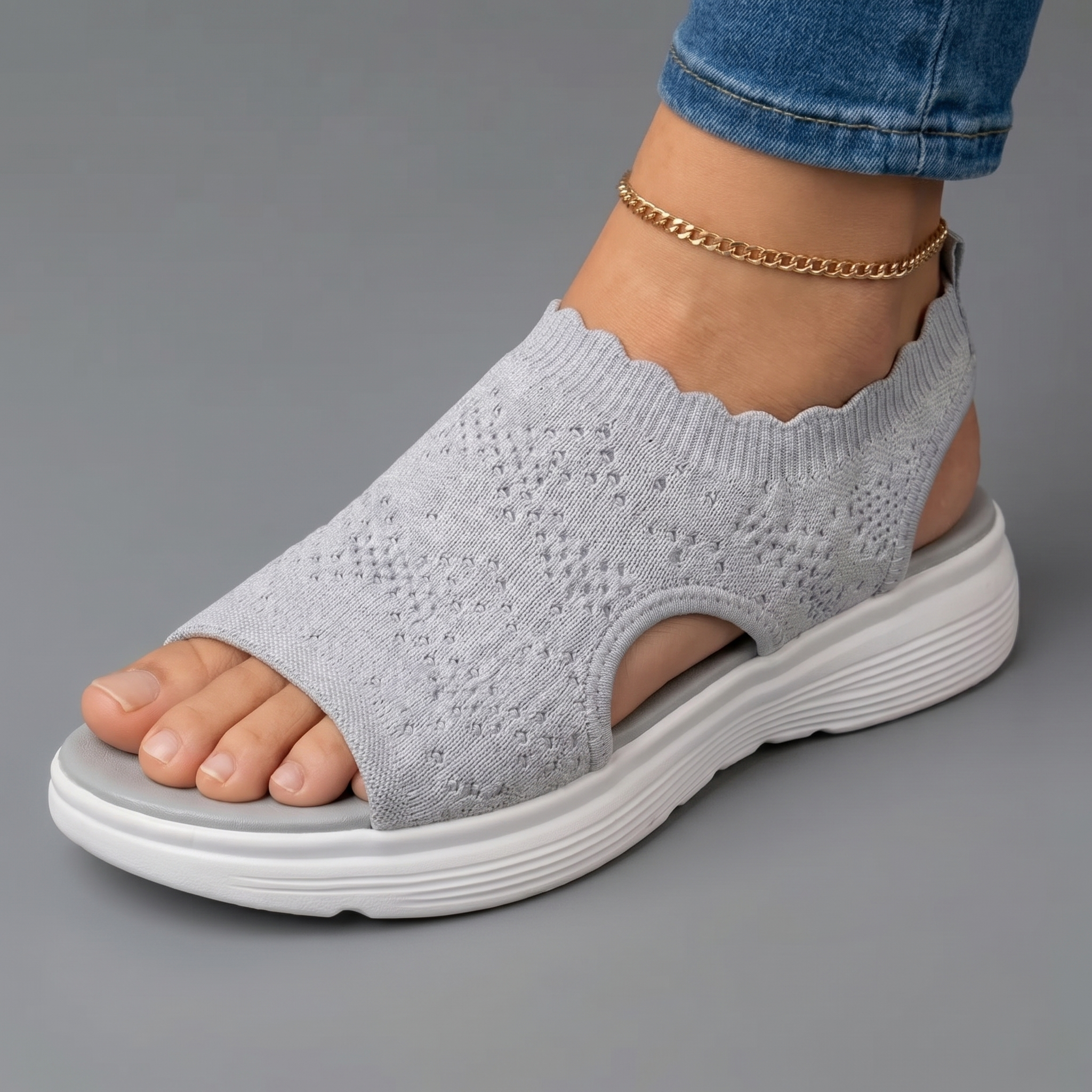 Sandalias Mujer Plataforma Malla Transpirable Suela Antideslizante Plantilla Acolchada Cuatro Colores