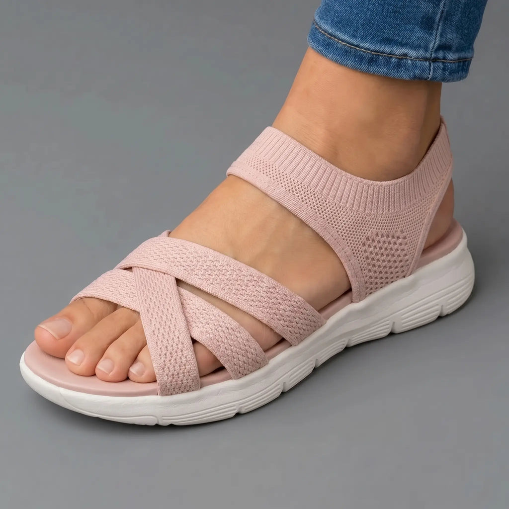 Sandalias Mujer Punta Ancha Slip On sin Cordones Suela Flexible Livianas Caminar Casual Seis Colores