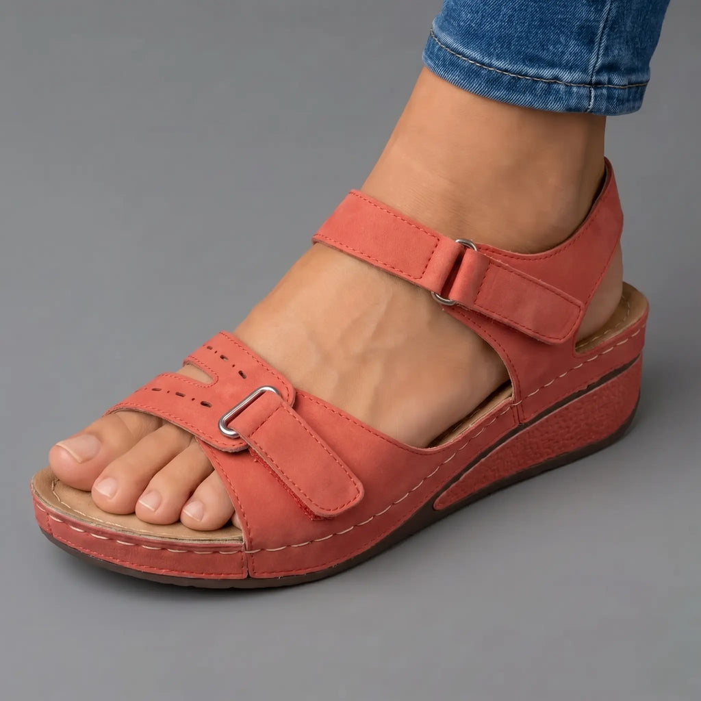 Sandalias Mujer Cuña Plantilla Amortiguada Livianas Caminar Casual Cuatro Colores