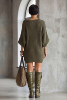 Batwing knit mini dress in black or red for women