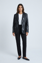 Tailored faux leather blazer for women