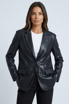 Tailored faux leather blazer for women