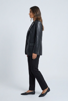 Tailored faux leather blazer for women