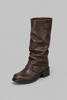 Knee-high biker slouch boots for women