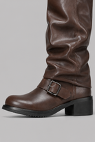 Knee-high biker slouch boots for women
