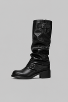 Knee-high biker slouch boots for women