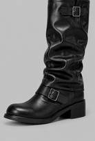 Knee-high biker slouch boots for women