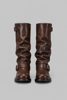 Knee-high biker slouch boots for women