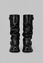 Knee-high biker slouch boots for women