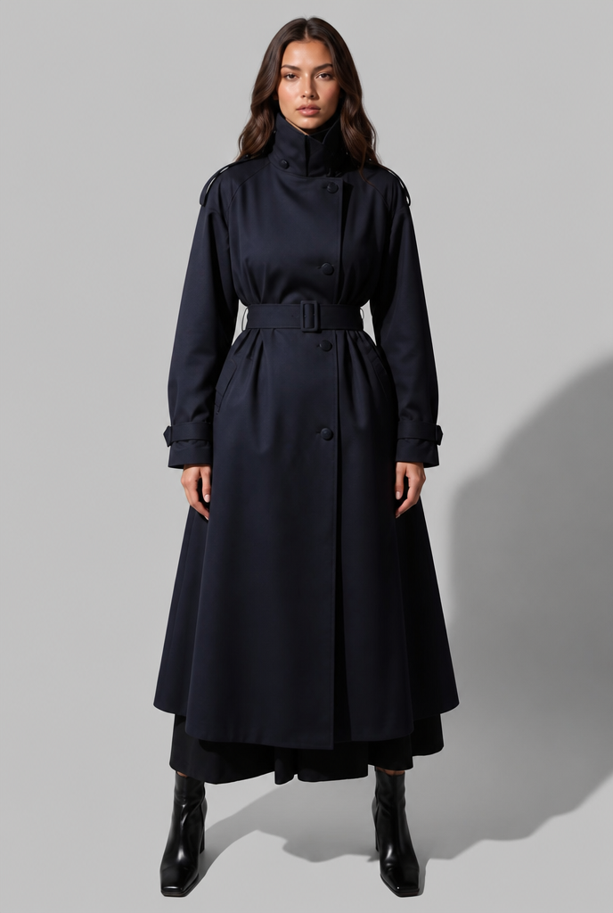 Longline trench style belted coat for women