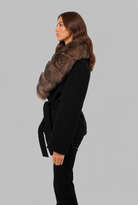 Faux fur collar belted coat for women