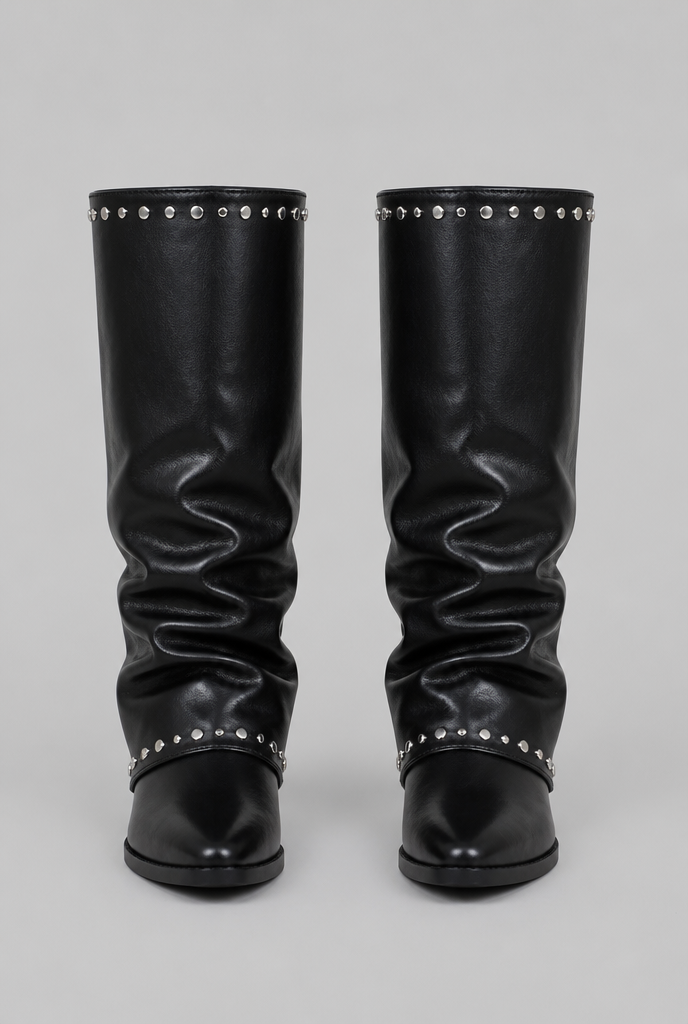 Sequin knee-high slouch boots for women