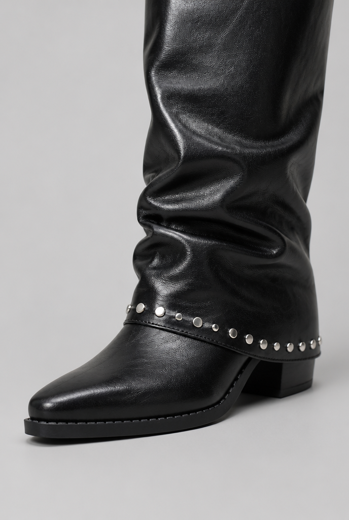 Sequin knee-high slouch boots for women