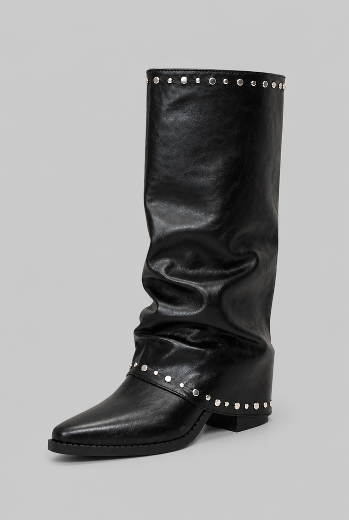 Sequin knee-high slouch boots for women