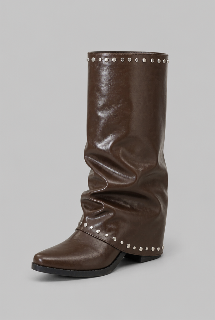 Sequin knee-high slouch boots for women