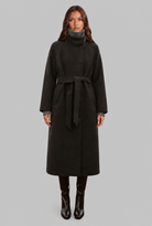 Longline wool-look belted coat for women