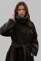 Longline wool-look belted coat for women