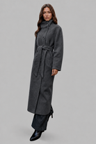 Longline wool-look belted coat for women