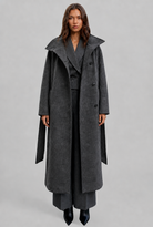 Longline wool-look belted coat for women